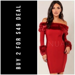 January Summer Scarlet Off-Shoulder Mini Dress